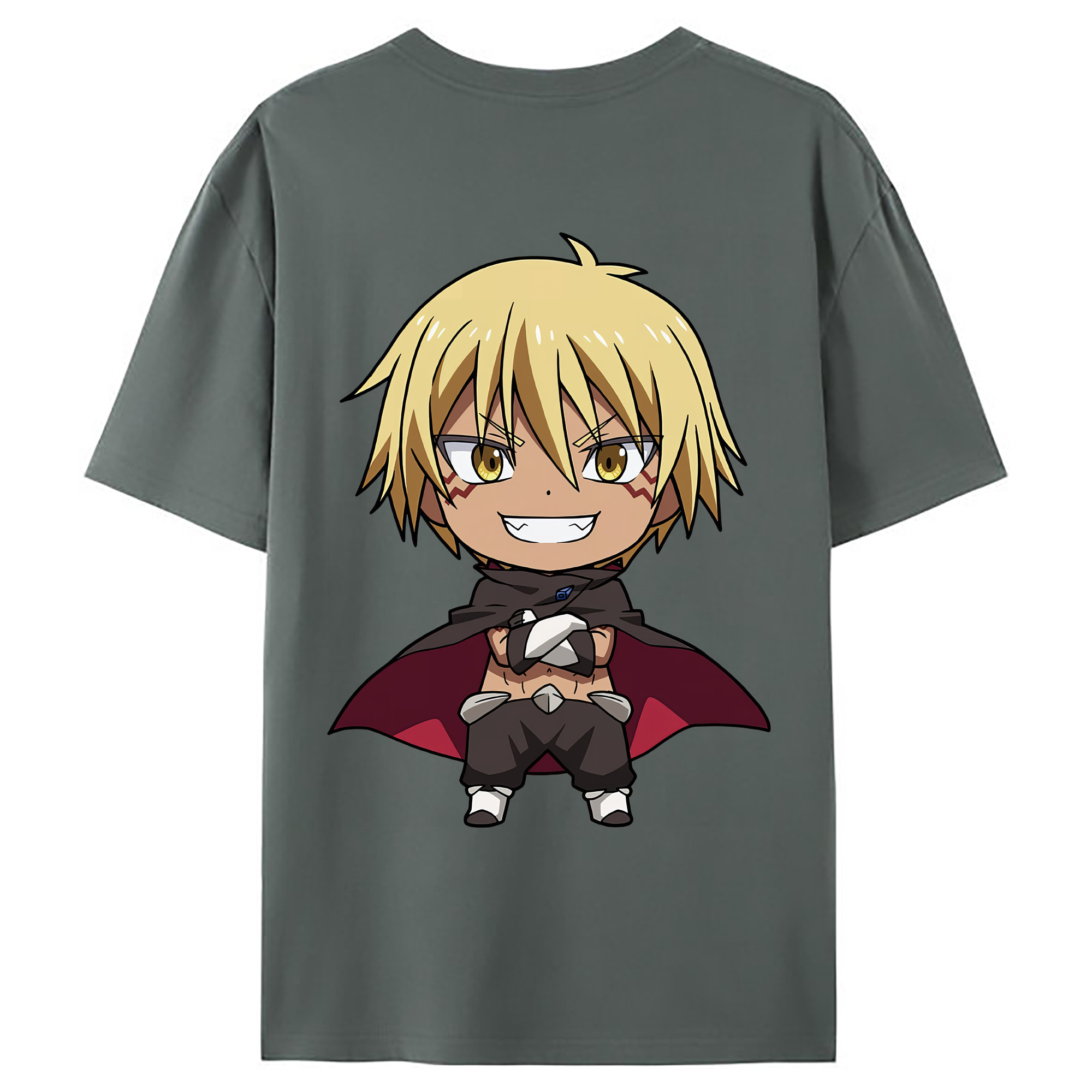 （画像用） 転スラ Regarding Reincarnated to Slime 綿100％ メンズ半袖Tシャツ（バックプリント） 通気性